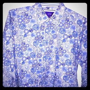 Tallia L/S Button Down Shirt - Blue/white - Med.